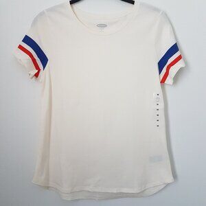 Old Navy Women Ivory Stripe Short Sleeve T-Shirt - Size M - NWT